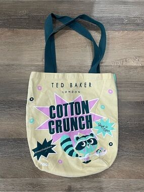 Ted Baker Yellow Tote with Pink Graphic and Teal Accents